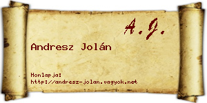 Andresz Jolán névjegykártya
