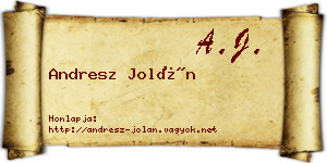 Andresz Jolán névjegykártya